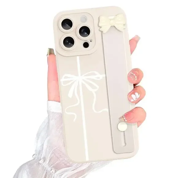 SOKAD Ribbon Bow Phone Case for iPhone 15 Pro Max with Wrist Strap Kickstand S16 - Picture 2 of 8